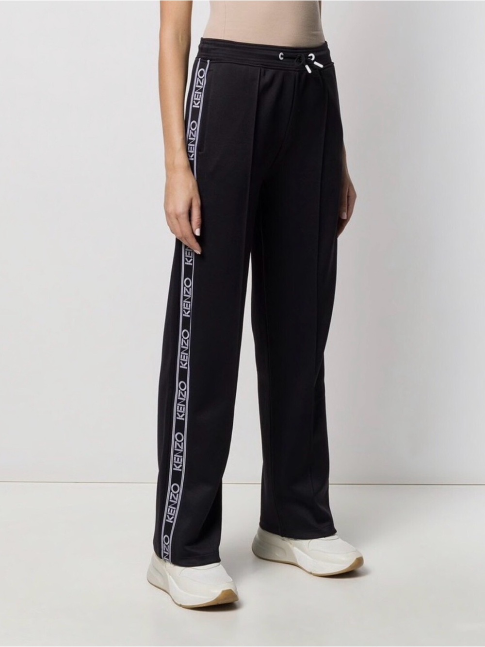 Kenzo Black Logo-Trim Wide Track Joggers
